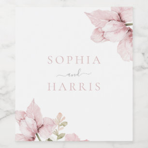 Beautiful Elegance Blush Floral Wedding Wine Label