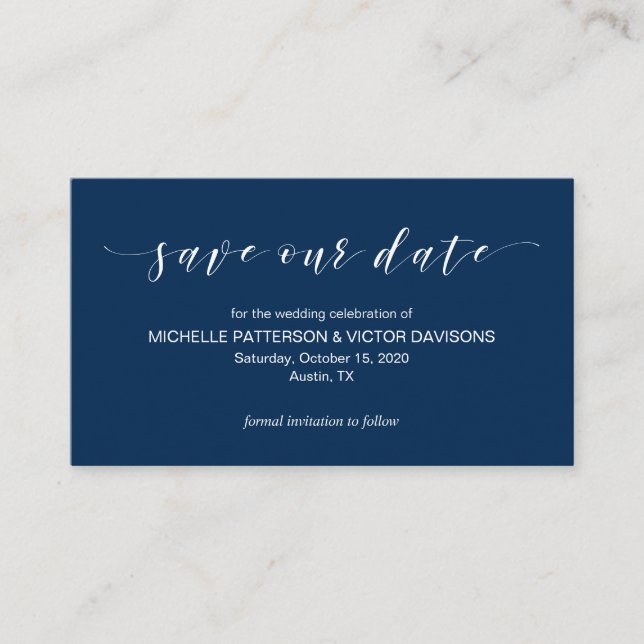 Beautiful Elegance, Navy Blue, Save the date Enclosure Card (Front)
