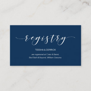 Beautiful Elegance, Navy Blue, Wedding Registry Enclosure Card