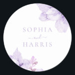 Beautiful Elegance Purple Floral Wedding Classic Round Sticker<br><div class="desc">Beautiful Elegance Purple Floral Wedding Classic Round Sticker

See matching collection in Niche and Nest Store</div>