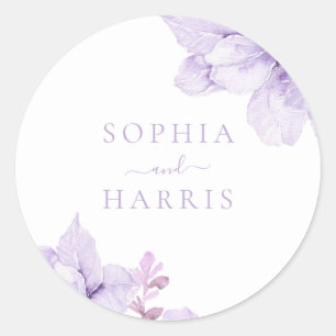 Beautiful Elegance Purple Floral Wedding Classic Round Sticker