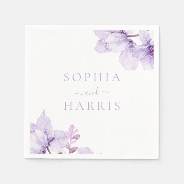 Beautiful Elegance Purple Floral Wedding Napkin (Front)