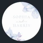 Beautiful Elegance Sky Blue Floral Wedding Classic Round Sticker<br><div class="desc">Beautiful Elegance Sky Blue Floral Wedding Classic Round Sticker

See matching collection in Niche and Nest Store</div>