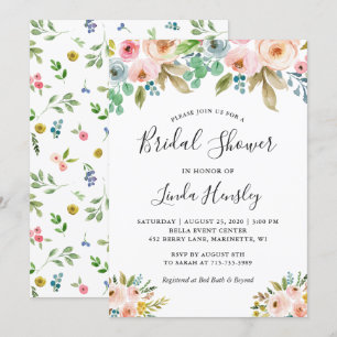 Beautiful Elegance Watercolor Floral Bridal Shower Invitation