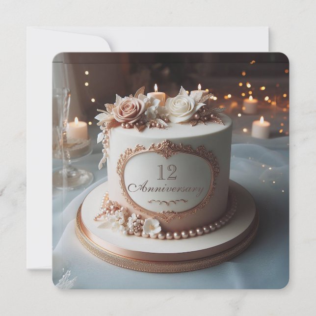 BEAUTIFUL ELEGANT ANNIVERSARY CAKE GREETING (Front)