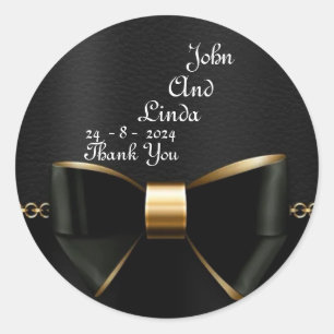 Beautiful Elegant Black and Gold Wedding Tuxedo Classic Round Sticker
