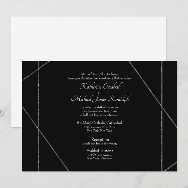 Beautiful Elegant Black and White Wedding II Invitation (Front/Back)
