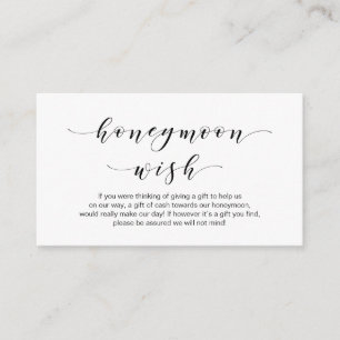 Beautiful Elegant, Black script Honeymoon Wish Enclosure Card