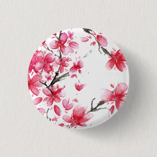 Beautiful & Elegant Cherry Blossom Pin Button (Front)