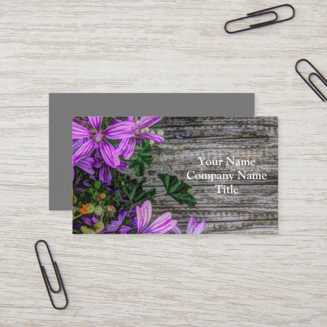 Beautiful Elegant Colourful Wild Flowers Business Card (Front/Back In Situ)