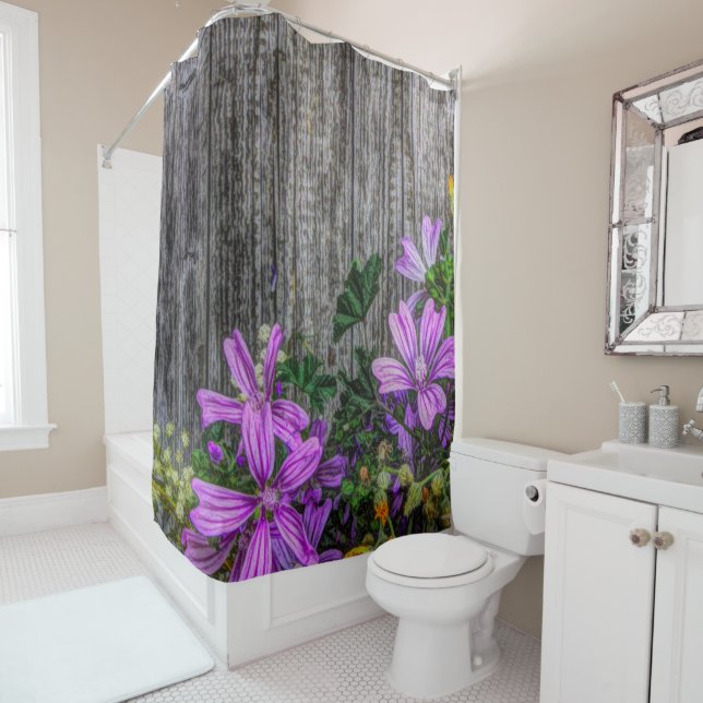 Beautiful Elegant Colourful Wild Flowers Shower Curtain (In Situ)