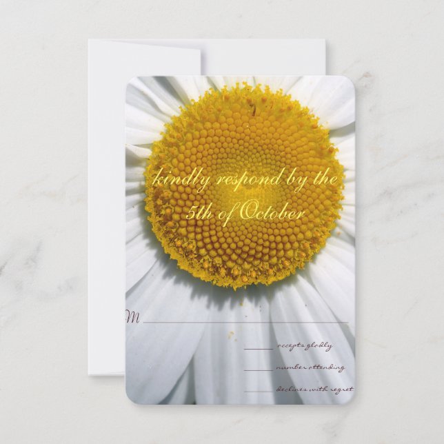 Beautiful Elegant Daisy Wedding RSVP Card (Front)