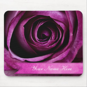 Beautiful Elegant Dramatic Purple Rose with Ribbon Mouse Mat