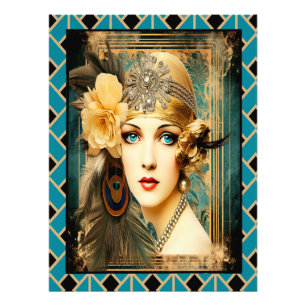 Beautiful Elegant Flapper Poster. Photo Print