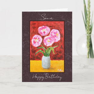 Beautiful Elegant Floral Custom Name Birthday Card