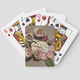 Beautiful elegant floral love and glitter playing cards