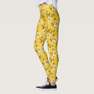Beautiful elegant flower pattern leggings