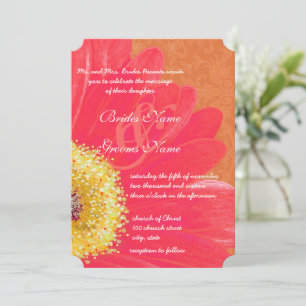 Beautiful Elegant Gerber Daisy Wedding Invitation