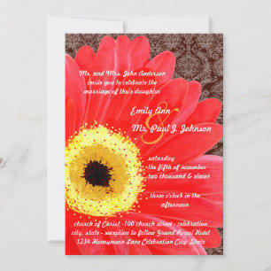 Beautiful Elegant Gerber Daisy Wedding Invitation