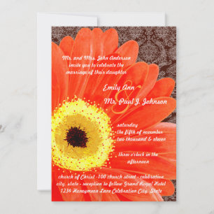 Beautiful Elegant Gerber Daisy Wedding Invitation