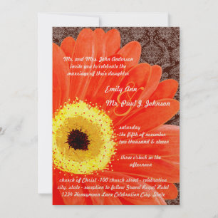 Beautiful Elegant Gerber Daisy Wedding Invitation