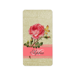 Beautiful  elegant girly monogram vintage roses label