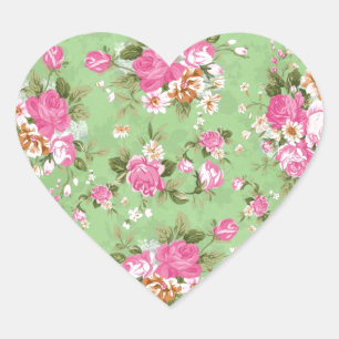 Beautiful elegant girly vintage roses flowers heart sticker