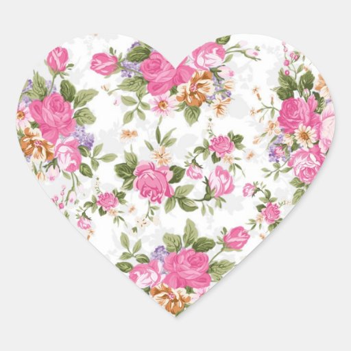 Image of Beautiful elegant girly vintage roses flowers Heart Sticker