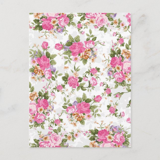 Beautiful elegant girly vintage roses flowers postcard (Front)