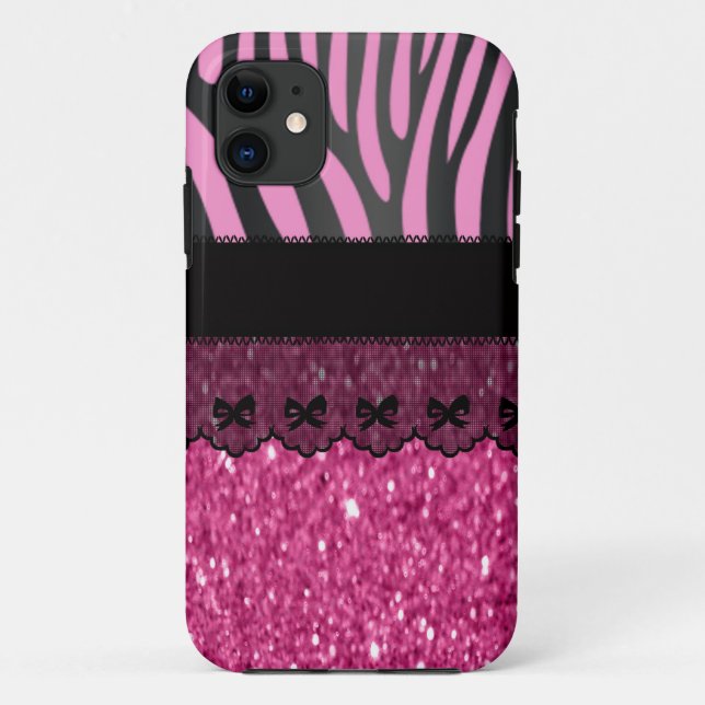 Beautiful elegant girly  zebra lace glitter Case-Mate iPhone case (Back)