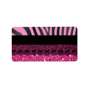 Beautiful elegant girly  zebra shinning glitter label