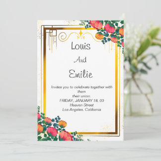 Beautiful Elegant Gloden Floral Pattern Invitation