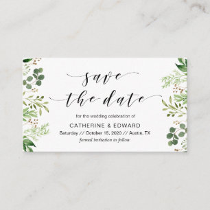 Beautiful Elegant Greenery, Black, Save the date Enclosure Card