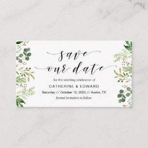 Beautiful Elegant Greenery, Black,, Save the date Enclosure Card