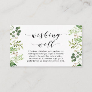 Beautiful Elegant Greenery, Wedding Wishing Well Enclosure Card