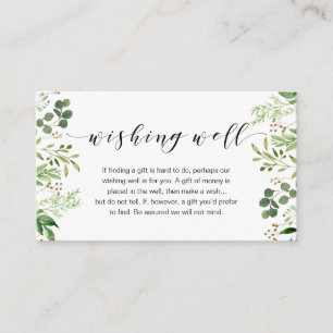 Beautiful Elegant Greenery, Wedding Wishing Well Enclosure Card