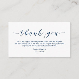 Beautiful Elegant, in Navy Blue, Wedding Thank you Enclosure Card