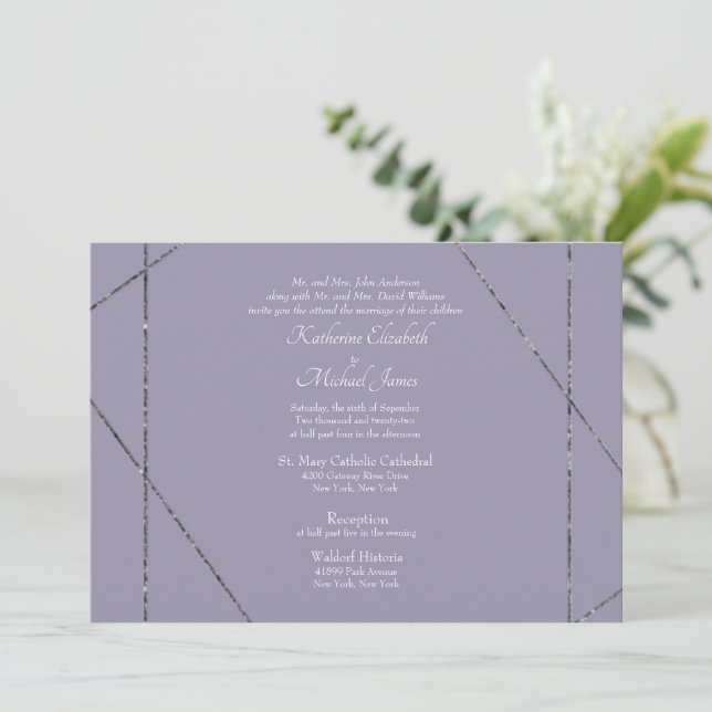 Beautiful Elegant Lavender Wedding Invitation (Standing Front)