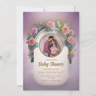 Beautiful Elegant Modern Custom Photo Baby Shower Invitation