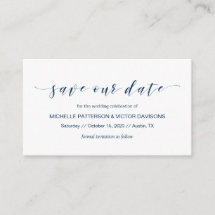 Beautiful Elegant, Navy Blue,, Save the date Enclosure Card