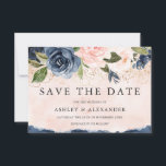 Beautiful Elegant Navy Floral Gold Blush Save The Date<br><div class="desc">Beautiful Elegant Navy  Gold Blush Floral Save the Date

See our store for the matching invitation,  RSVP and more

You may customise this Save the date to add my personal touches,  such as photographs,  images. You may change the background colour to match your wedding colours.</div>