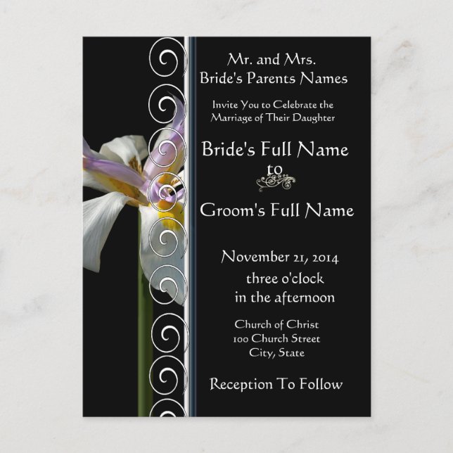Beautiful Elegant Orchid Wedding Invitation (Front)