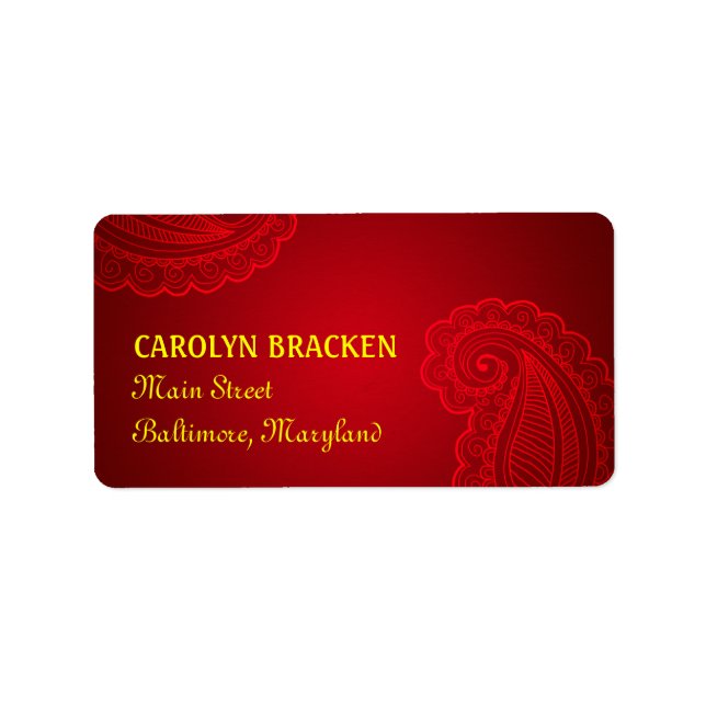 Beautiful Elegant Paisley Floral Design Label (Front)