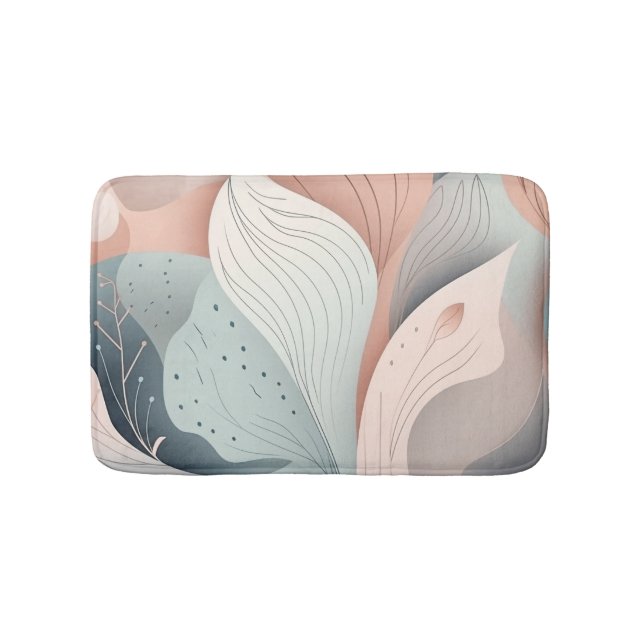 Beautiful elegant pastel leaves design bath mat (Front)