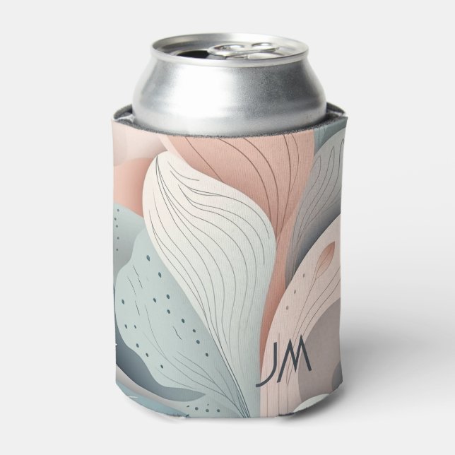 Beautiful elegant pastel leaves design can cooler (Can Front)