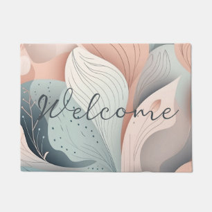 Beautiful elegant pastel leaves design doormat