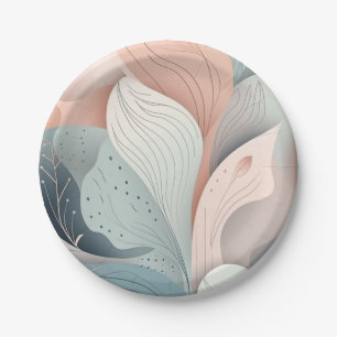 Beautiful elegant pastel leaves design paper plate
