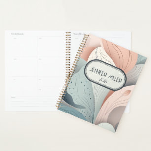 Beautiful elegant pastel leaves design planner