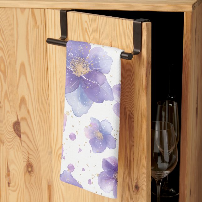beautiful elegant patten seamless print flower tea towel (Thirds Fold)