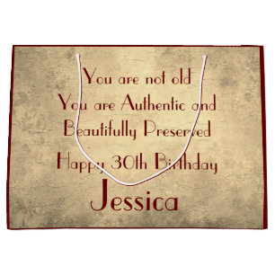 Beautiful elegant personalised 30th Birthday Large Gift Bag
